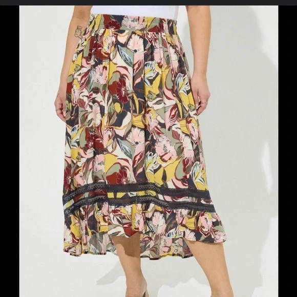 Torrid Floral Boho High Low Maxi Skirt 1 L XL - Picture 2 of 7